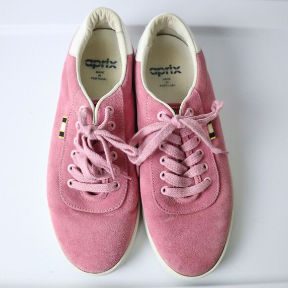 Aprix Men's 41 US 8 Suede Sneakers Lace Up Pink Made In Portugal - Picture 5 of 12